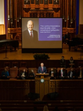 Elder Anthony D. Perkins, General Authority Seventy, speaks to students of Ensign College in the Assembly Hall on Temple Square on Tuesday, February 8, 2022. Photo courtesy of Ensign College, courtesy of Church News.