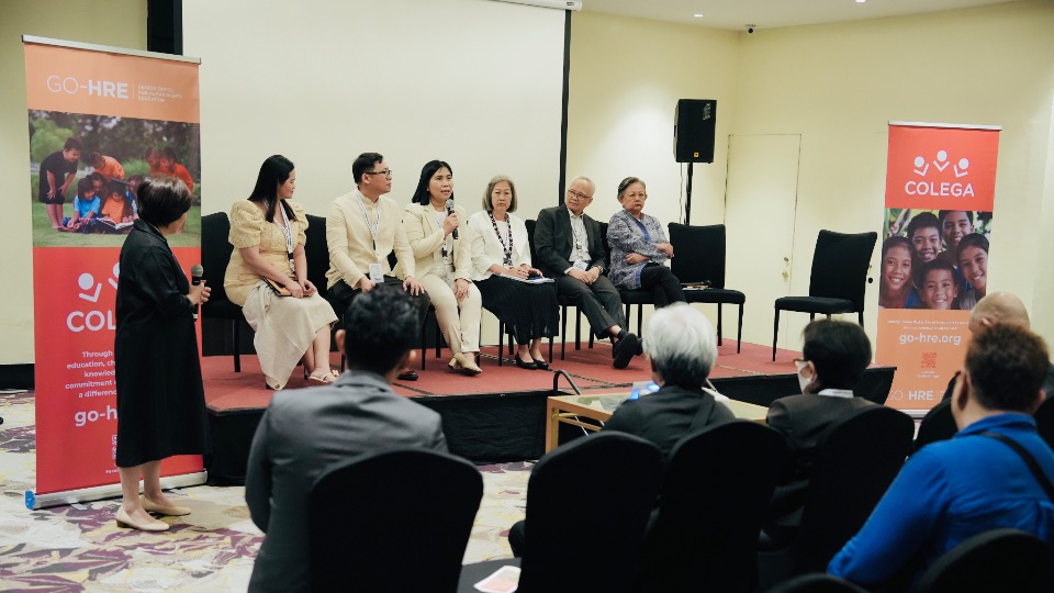 Djarot and Julinda Subiantoro (first and second from right) Directors of Latter-day Saint Charities Southeast Asia, speak during the “Teaching Children’s Rights: Building a Culture of Human Rights and Peace Through the Colega Curriculum” side event of the ASEAN Peace Education High-Level Conference, at Crowne Plaza Manila Galleria.


